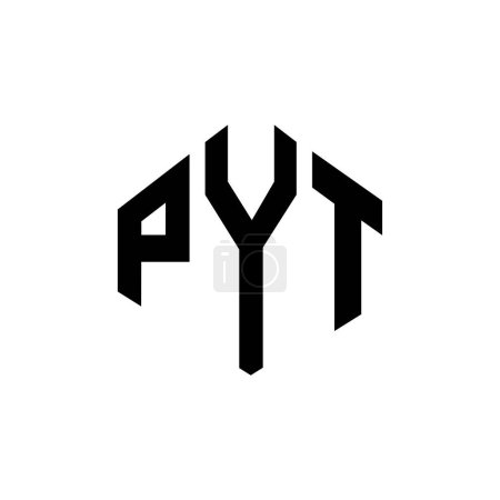 Illustration for PYT letter logo design with polygon shape. PYT polygon and cube shape logo design. PYT hexagon vector logo template white and black colors. PYT monogram, business and real estate logo. - Royalty Free Image