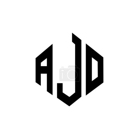 Ilustración de Diseño del logotipo de la letra AJO con forma de polígono. Diseño de logotipo en forma de polígono y cubo AJO. AJO hexágono vector logotipo plantilla blanco y negro colores. Monograma AJO, logotipo de negocios e inmuebles. - Imagen libre de derechos