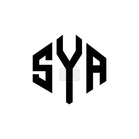 Illustration for SYA letter logo design with polygon shape. SYA polygon and cube shape logo design. SYA hexagon vector logo template white and black colors. SYA monogram, business and real estate logo. - Royalty Free Image