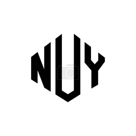 Illustration for NUY letter logo design with polygon shape. NUY polygon and cube shape logo design. NUY hexagon vector logo template white and black colors. NUY monogram, business and real estate logo. - Royalty Free Image