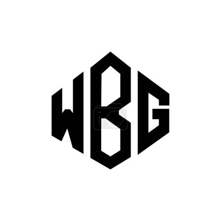 Illustration for WBG letter logo design with polygon shape. WBG polygon and cube shape logo design. WBG hexagon vector logo template white and black colors. WBG monogram, business and real estate logo. - Royalty Free Image