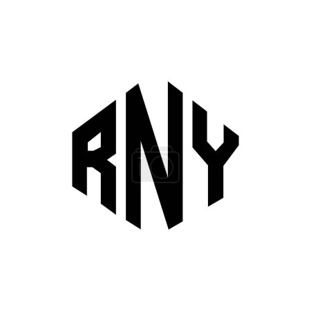 Illustration for RNY letter logo design with polygon shape. RNY polygon and cube shape logo design. RNY hexagon vector logo template white and black colors. RNY monogram, business and real estate logo. - Royalty Free Image