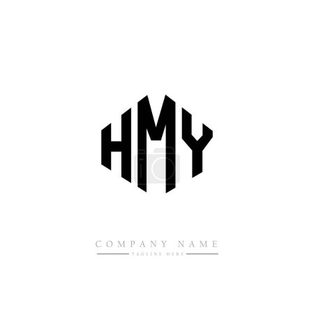 Illustration for HMY letter logo design with polygon shape. HMY polygon and cube shape logo design. HMY hexagon vector logo template white and black colors. HMY monogram, business and real estate logo. - Royalty Free Image