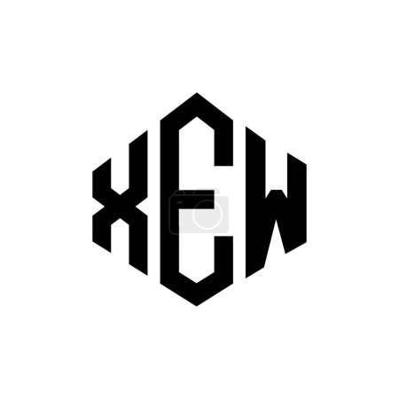 Illustration for XEW letter logo design with polygon shape. XEW polygon and cube shape logo design. XEW hexagon vector logo template white and black colors. XEW monogram, business and real estate logo. - Royalty Free Image