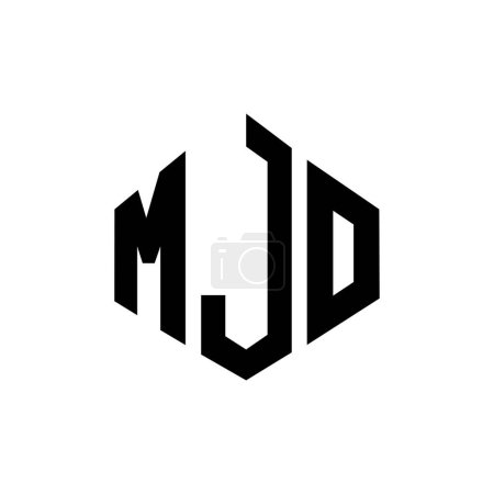 Ilustración de MJO letter logo design with polygon shape. MJO polygon and cube shape logo design. MJO hexagon vector logo template white and black colors. MJO monogram, business and real estate logo. - Imagen libre de derechos