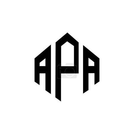 Téléchargez les illustrations : APA lettre logo design avec forme de polygone. APA polygone et forme de cube logo design. Modèle de logo vectoriel APA hexagone couleurs blanches et noires. APA monogramme, logo commercial et immobilier. - en licence libre de droit