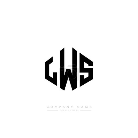 Illustration for LWS letters logo design with polygon shape. Cube shape logo design. Hexagon vector logo template white and black colors. Monogram, business and real estate logo. - Royalty Free Image