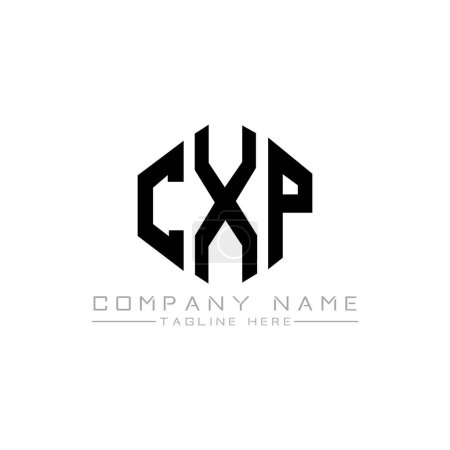 Illustration for CXP letter logo design with polygon shape. CXP polygon and cube shape logo design. CXP hexagon vector logo template white and black colors. CXP monogram, business and real estate logo. - Royalty Free Image