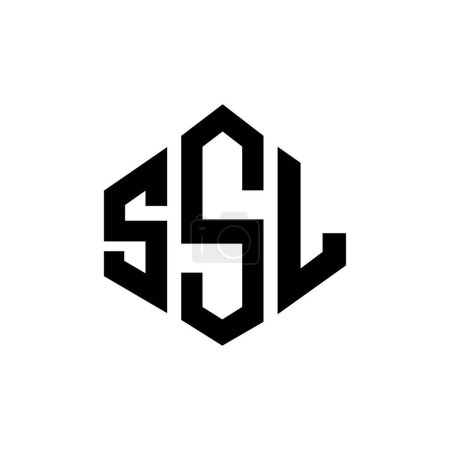 Ilustración de SSL letter logo design with polygon shape. SSL polygon and cube shape logo design. SSL hexagon vector logo template white and black colors. SSL monogram, business and real estate logo. - Imagen libre de derechos