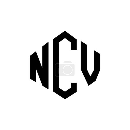Ilustración de Diseño del logotipo de la letra NCV con forma de polígono. Diseño del logo en forma de polígono y cubo NCV. Plantilla de logotipo de hexágono NCV colores blanco y negro. Monograma del NCV, logotipo del negocio y de bienes raíces. - Imagen libre de derechos