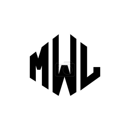 Illustration for MWL letter logo design with polygon shape. MWL polygon and cube shape logo design. MWL hexagon vector logo template white and black colors. MWL monogram, business and real estate logo. - Royalty Free Image