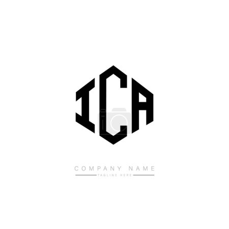 Illustration for ICA letters logo design with polygon shape. Cube shape logo design. Hexagon vector logo template white and black colors. Monogram, business and real estate logo. - Royalty Free Image