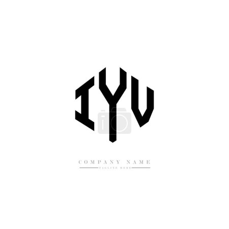 Illustration for IYV letters logo design with polygon shape. Cube shape logo design. Hexagon vector logo template white and black colors. Monogram, business and real estate logo. - Royalty Free Image