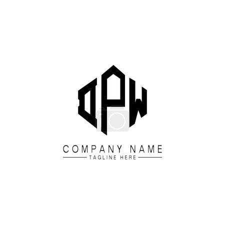 Illustration for DPW letter logo design with polygon shape. DPW polygon and cube shape logo design. DPW hexagon vector logo template white and black colors. DPW monogram, business and real estate logo. - Royalty Free Image