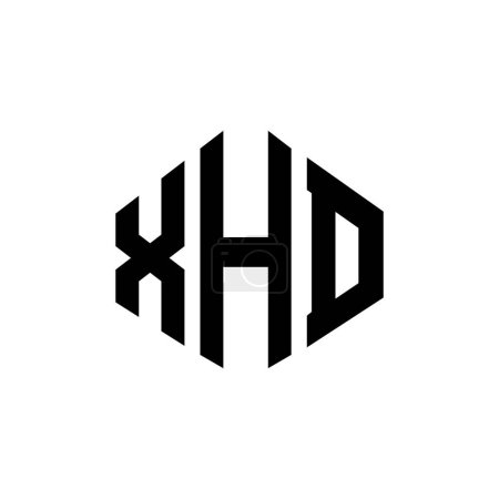 Illustration for XHD letter logo design with polygon shape. XHD polygon and cube shape logo design. XHD hexagon vector logo template white and black colors. XHD monogram, business and real estate logo. - Royalty Free Image