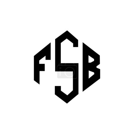 Téléchargez les illustrations : FSB letter logo design with polygon shape. Cube shape logo design. Hexagon vector logo template white and black colors. Monogram, business and real estate logo. - en licence libre de droit