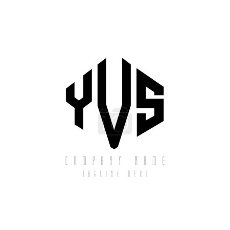 Téléchargez les illustrations : YVS lettre logo design avec forme de polygone. Polygone YVS et logo en forme de cube. Modèle de logo vectoriel YVS hexagone blanc et noir. Monogramme YVS, logo commercial et immobilier. - en licence libre de droit