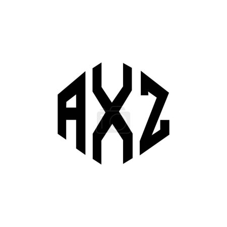 Illustration for AXZ letter logo design with polygon shape. AXZ polygon and cube shape logo design. AXZ hexagon vector logo template white and black colors. AXZ monogram, business and real estate logo. - Royalty Free Image