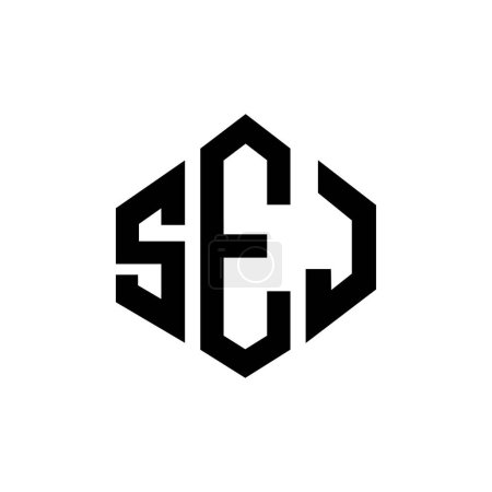 Illustration for SEJ letter logo design with polygon shape. SEJ polygon and cube shape logo design. SEJ hexagon vector logo template white and black colors. SEJ monogram, business and real estate logo. - Royalty Free Image