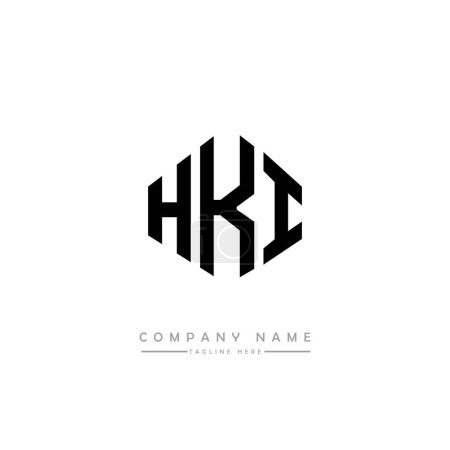 Illustration for HKI letter logo design with polygon shape. HKI polygon and cube shape logo design. HKI hexagon vector logo template white and black colors. HKI monogram, business and real estate logo. - Royalty Free Image