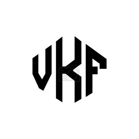 Illustration for VKF letter logo design with polygon shape. VKF polygon and cube shape logo design. VKF hexagon vector logo template white and black colors. VKF monogram, business and real estate logo. - Royalty Free Image