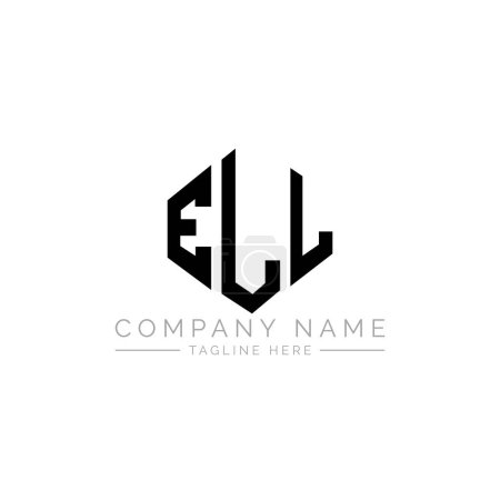 Illustration for ELL letter logo design with polygon shape. ELL polygon and cube shape logo design. ELL hexagon vector logo template white and black colors. ELL monogram, business and real estate logo. - Royalty Free Image