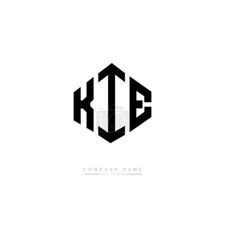 Ilustración de KIE letter logo design with polygon shape. Cube shape logo design. Hexagon vector logo template white and black colors. Monogram, business and real estate logo. - Imagen libre de derechos