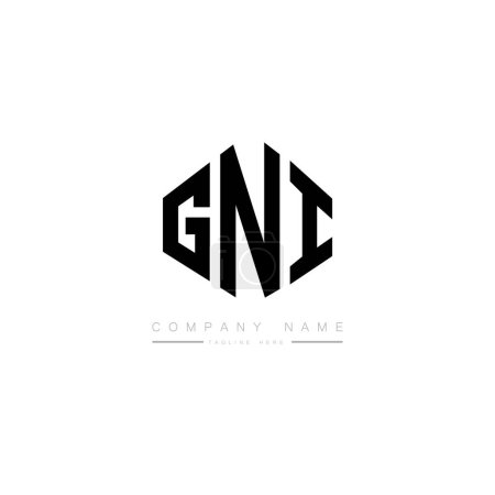 Illustration for GNI letter logo design with polygon shape. Cube shape logo design. Hexagon vector logo template white and black colors. Monogram, business and real estate logo. - Royalty Free Image
