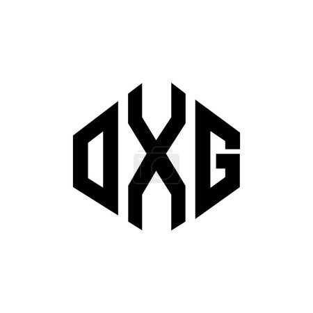 Ilustración de OXG letter logo design with polygon shape. OXG polygon and cube shape logo design. OXG hexagon vector logo template white and black colors. OXG monogram, business and real estate logo. - Imagen libre de derechos