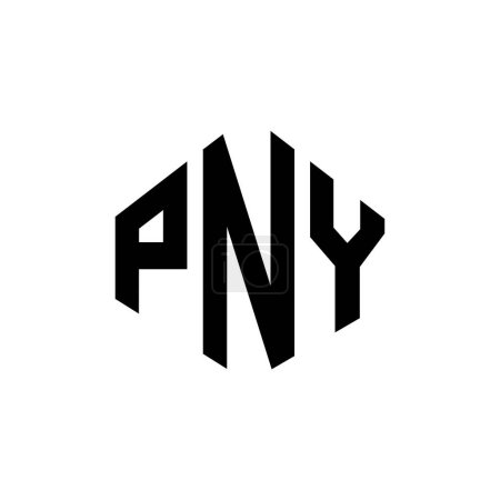 Téléchargez les illustrations : PNY lettre logo design avec forme de polygone. Polygone PNY et conception de logo en forme de cube. Modèle de logo vectoriel hexagonal PNY couleurs blanches et noires. Monogramme PNY, logo commercial et immobilier. - en licence libre de droit