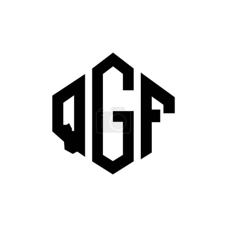 Téléchargez les illustrations : QGF lettre logo design avec forme de polygone. QGF polygone et conception de logo en forme de cube. Modèle de logo vectoriel QGF hexagone couleurs blanches et noires. Monogramme QGF, logo commercial et immobilier. - en licence libre de droit