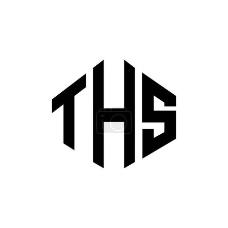 Illustration for THS letter logo design with polygon shape. THS polygon and cube shape logo design. THS hexagon vector logo template white and black colors. THS monogram, business and real estate logo. - Royalty Free Image