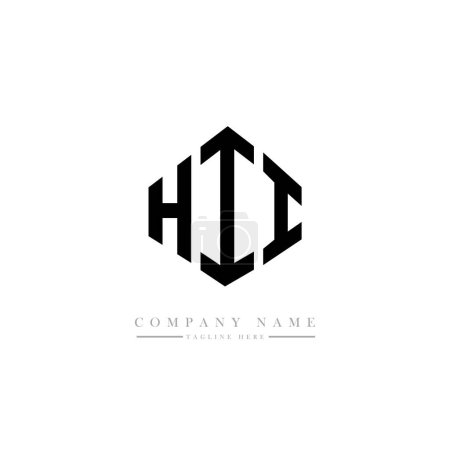 Ilustración de Diseño del logotipo de la letra HII con forma de polígono. Diseño del logotipo en forma de polígono y cubo HII. HII hexágono vector logotipo plantilla blanco y negro colores. Monograma HII, logotipo de negocios e inmuebles. - Imagen libre de derechos