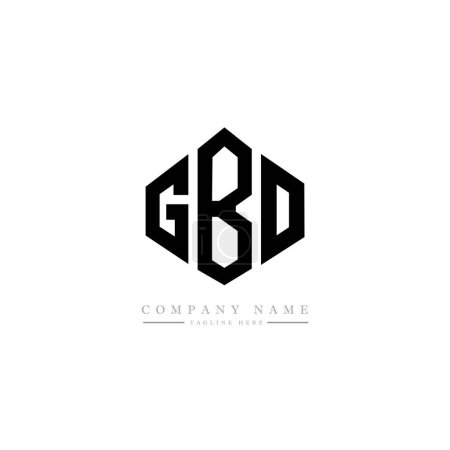 Illustration for GBO letter logo design with polygon shape. Cube shape logo design. Hexagon vector logo template white and black colors. Monogram, business and real estate logo. - Royalty Free Image
