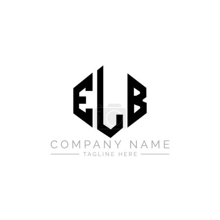 Illustration for ELB letter logo design with polygon shape. ELB polygon and cube shape logo design. ELB hexagon vector logo template white and black colors. ELB monogram, business and real estate logo. - Royalty Free Image