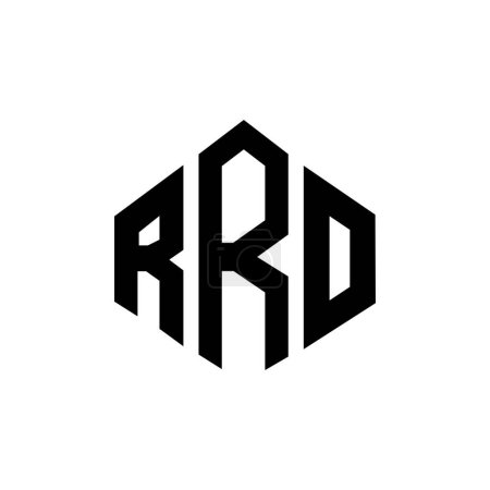 Ilustración de Diseño del logotipo de la letra RRO con forma de polígono. Diseño del logotipo en forma de cubo y polígono RRO. Plantilla de logotipo RRO hexagon vector colores blanco y negro. Monograma RRO, logotipo comercial e inmobiliario. - Imagen libre de derechos