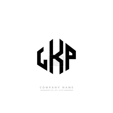 Illustration for LKP letter logo design with polygon shape. Cube shape logo design. Hexagon vector logo template white and black colors. Monogram, business and real estate logo. - Royalty Free Image