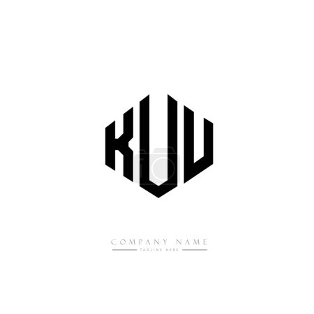 Illustration for KUU letter logo design with polygon shape. Cube shape logo design. Hexagon vector logo template white and black colors. Monogram, business and real estate logo. - Royalty Free Image