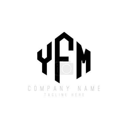 Illustration for YFM letter logo design with polygon shape. YFM polygon and cube shape logo design. YFM hexagon vector logo template white and black colors. YFM monogram, business and real estate logo. - Royalty Free Image