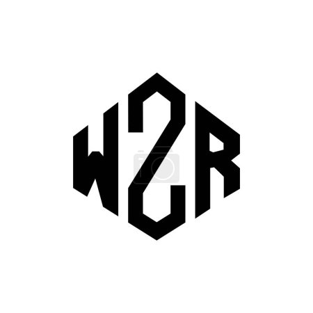 Illustration for WZR letter logo design with polygon shape. WZR polygon and cube shape logo design. WZR hexagon vector logo template white and black colors. WZR monogram, business and real estate logo. - Royalty Free Image