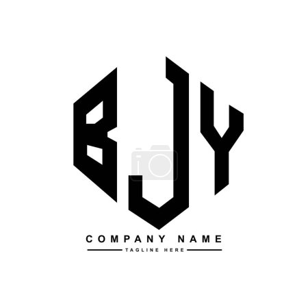 Illustration for BJY letter logo design with polygon shape. BJY polygon and cube shape logo design. BJY hexagon vector logo template white and black colors. BJY monogram, business and real estate logo. - Royalty Free Image
