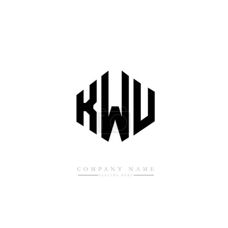 Illustration for KWU letter logo design with polygon shape. Cube shape logo design. Hexagon vector logo template white and black colors. Monogram, business and real estate logo. - Royalty Free Image