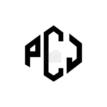 Illustration for PCJ letter logo design with polygon shape. PCJ polygon and cube shape logo design. PCJ hexagon vector logo template white and black colors. PCJ monogram, business and real estate logo. - Royalty Free Image