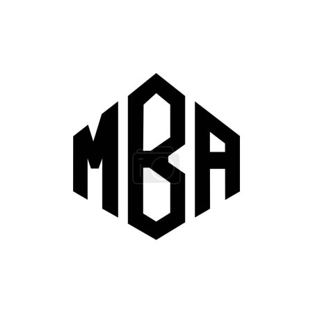 Téléchargez les illustrations : MBA lettre logo design avec forme de polygone. MBA polygone et conception de logo en forme de cube. Modèle de logo vectoriel MBA hexagone couleurs blanches et noires. Monogramme MBA, logo commercial et immobilier. - en licence libre de droit