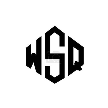 Téléchargez les illustrations : WSQ lettre logo design avec forme de polygone. WSQ polygone et forme de cube logo design. Modèle de logo vectoriel hexagonal WSQ couleurs blanches et noires. Monogramme WSQ, logo commercial et immobilier. - en licence libre de droit