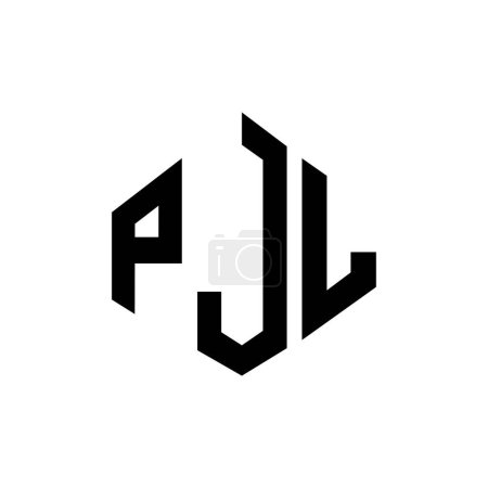 Illustration for PJL letter logo design with polygon shape. PJL polygon and cube shape logo design. PJL hexagon vector logo template white and black colors. PJL monogram, business and real estate logo. - Royalty Free Image