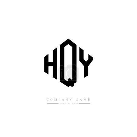 Illustration for HQY letter logo design with polygon shape. HQY polygon and cube shape logo design. HQY hexagon vector logo template white and black colors. HQY monogram, business and real estate logo. - Royalty Free Image
