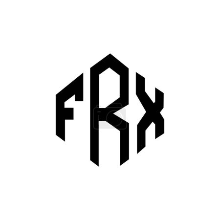 Téléchargez les illustrations : FRX lettre logo design avec forme de polygone. Polygone FRX et logo en forme de cube. Modèle de logo vectoriel FRX hexagone blanc et noir. Monogramme FRX, logo commercial et immobilier. - en licence libre de droit