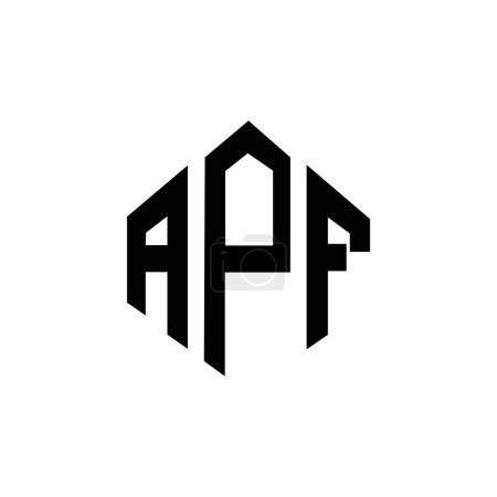 Téléchargez les illustrations : APF lettre logo design avec forme de polygone. APF polygone et forme de cube logo design. Modèle de logo vectoriel APF hexagone couleurs blanches et noires. Monogramme APF, logo commercial et immobilier. - en licence libre de droit