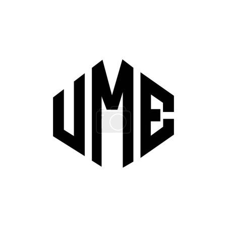 Illustration for UME letter logo design with polygon shape. UME polygon and cube shape logo design. UME hexagon vector logo template white and black colors. UME monogram, business and real estate logo. - Royalty Free Image